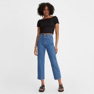 Levis Premium Ribcage Straight Ankle Button Fly Jeans
